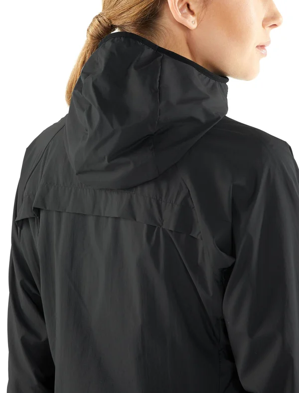 Icebreaker Women's Black/Monsoon Coriolis II Hooded Windbreaker