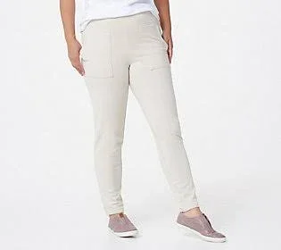 Denim & Co. Active Textured French Terry High Waisted Pants, Size 3X, New Stone