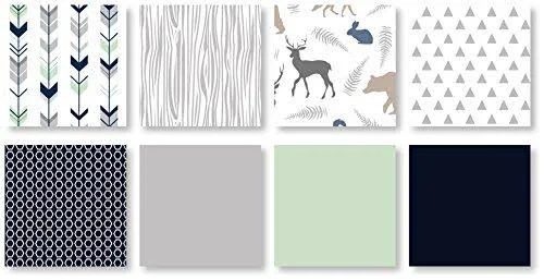 Sweet Jojo Designs 3-Piece Navy Blue, Mint and Grey Woodsy Deer Girls Full/Queen Bedding Set