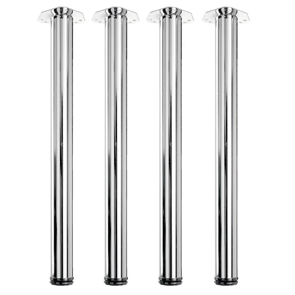 Hettich 2-3/8 in. Adjustable 28 in. Chrome Steel Table Leg (Set of 4), Chrome Look