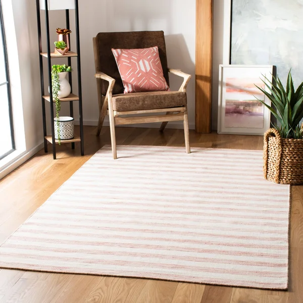 Safavieh Dhurries Brown, Ivory Area Rug; Square 6&