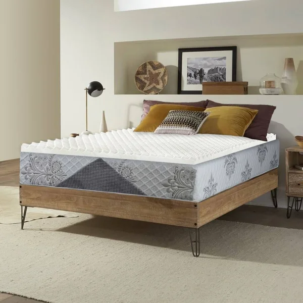 ONATAN High Density Convoluted Egg Shell Breathable Foam Topper - Adds Comfort to Mattress - King - 1 inch