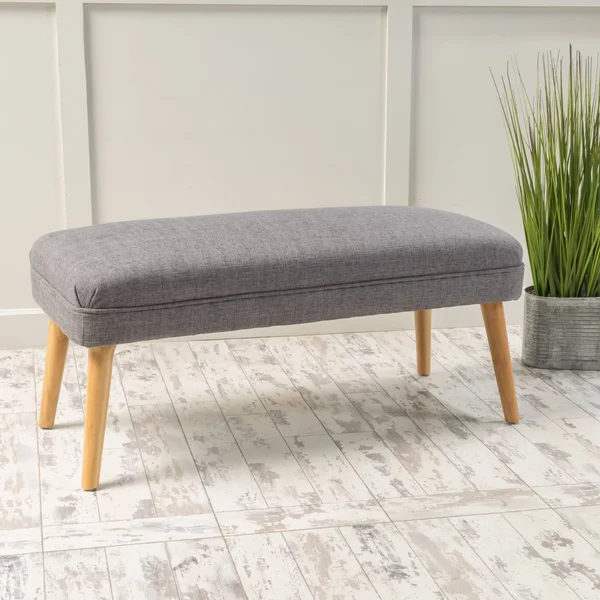 Dumont Mid Century Modern Fabric Ottoman - Light Gray - Grey