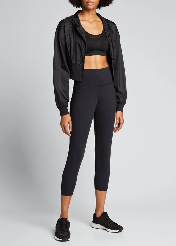 Alo Yoga Nebula Zip-Front Hooded Crop Jacket - Black, Women's, Small