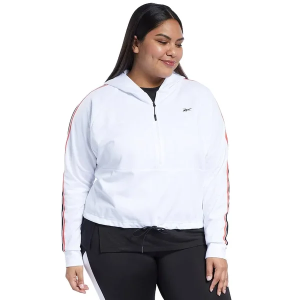Reebok Workout Ready Quarter Zip Hoodie, Size 4X, White