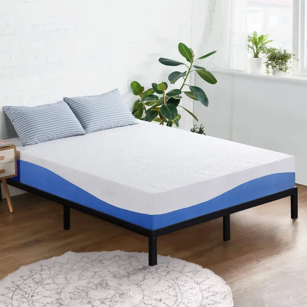 Olee Sleep 10 inch Gel Infused Layer Top Memory Foam Mattress Blue - Cal King