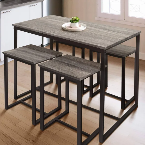 Zenvida 5 Piece Bistro - Pub Table Set with 4 Stools