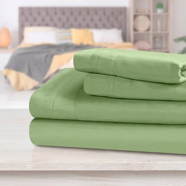 Egyptian Cotton Sheet Set, 1000-Thread Count, Solid Sage, Queen