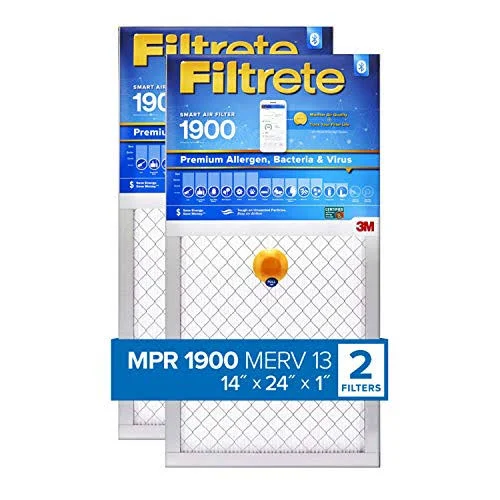 Filtrete 14x24x1 Smart Replenishable AC Furnace Air Filter, MPR 1900, Premium Allergen, Bacteria & Virus, 2-Pack