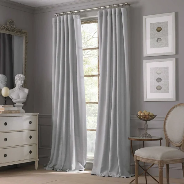 Valeron Estate Cotton Linen 108-Inch Window Curtain Panel in Grey