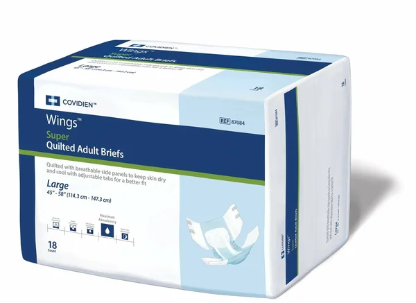 Wings Super Heavy Absorbency Adult Incontinence Brief L Quilted 87084- 72/case