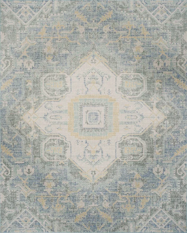 Safavieh WDS329J Windsor Blue, Lime Area Rug - 4& x 6&