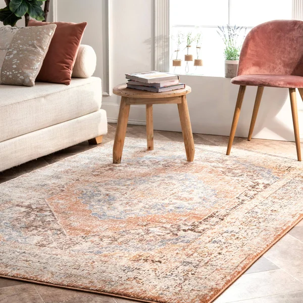 nuLOOM Rugs Vintage Kate Medallion Beige 6& 7x22 x 9& Area Rug