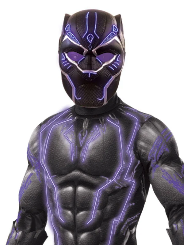Rubies Costume Boy's Black Panther Deluxe Small Boys Light Up Costume, Black/Purple Rush, M