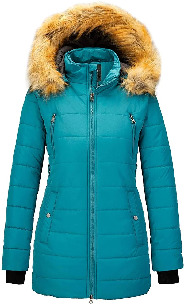 Women's Warm Winter Coat Teal Blue, Small
