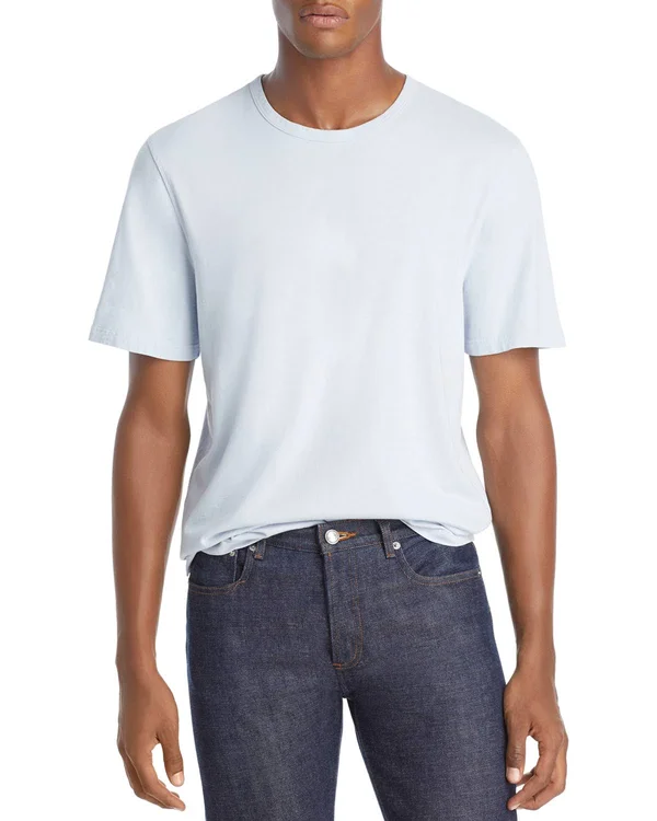 Vince Men's Garment Dyed Crewneck Tee - Blue - Size Medium - Washed River Blue