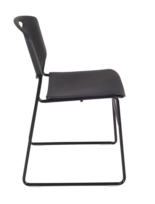 Cain 48x22 Square Breakroom Table- Mocha Walnut & 4 Zeng Stack Chairs- Black - Regency - TB4848MW44BK