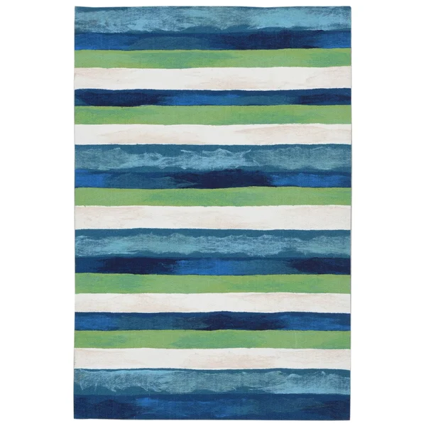 Liora Manne Visions II Painted Stripes Indoor/Outdoor Rug Blue 27x22 x 8&