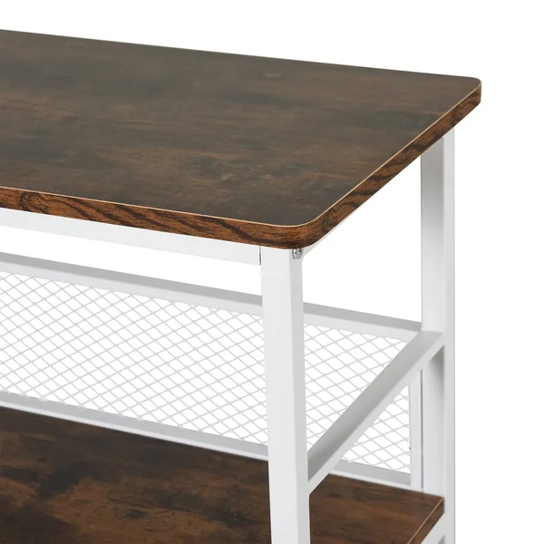 HOMCOM 3-Tier Industrial Style Storage Metal Wooden Shelf with A Robust Multi-functional Design & Adjustable Feet - White