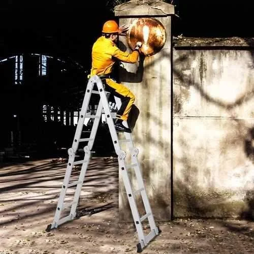 12.5ft EN131 330lb Multi Purpose Step Platform Aluminum Folding Scaffold Ladder
