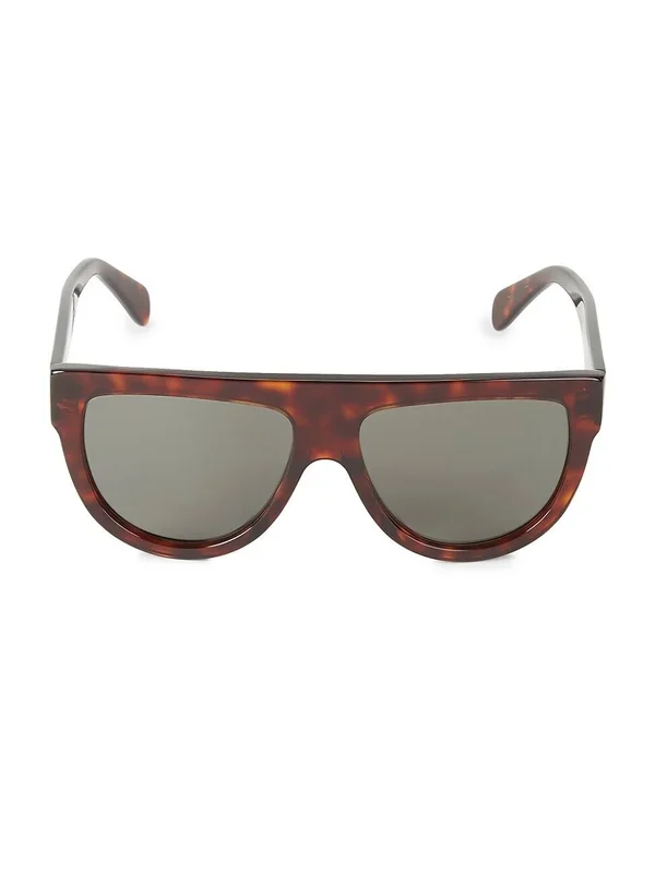 Celine 58mm Pilot Sunglasses - Red Havana/ Green