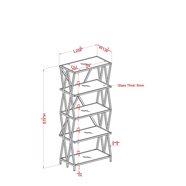 Furniture of America Albaric Modern Black Metal Display Bookcase - 5-Shelf Large