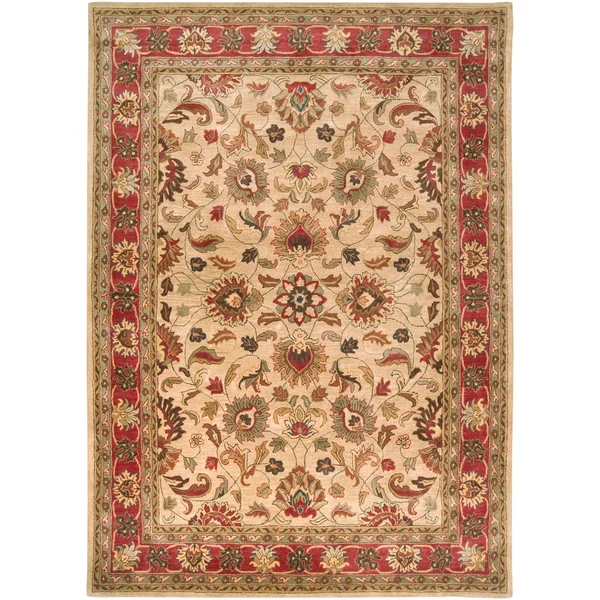 Hand-Tufted Nia Traditional Wool Area Rug (6& x 9&) Blue Yellow