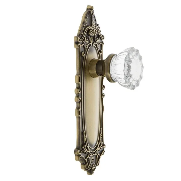 Nostalgic Warehouse 704117 Victorian Plate Double Dummy Crystal Glass Door Knob, Oil-Rubbed Bronze