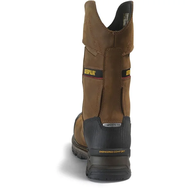 Men's Caterpillar Combine Pull on Waterproof Composite Toe Boot - Size: 11.5, Brown