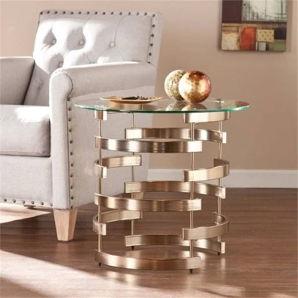 Bowery Hill Round End Table in Champagne - 21.25 x 23.25 x 23.25 inches
