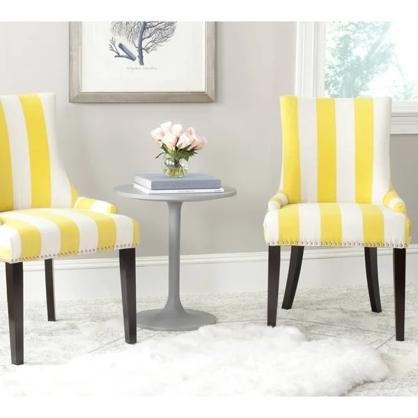 Safavieh Lester Dining Chairs in Yellow/White Stripe (Set of 2)