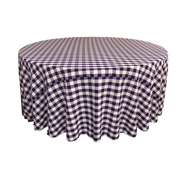 La Linen Polyester Gingham Checkered 120x22 Round Tablecloth - White and Orange
