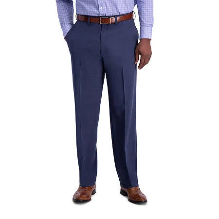 J.M Haggar Sharkskin Classic Fit Flat Front Dress Pant, 40 32, Blue