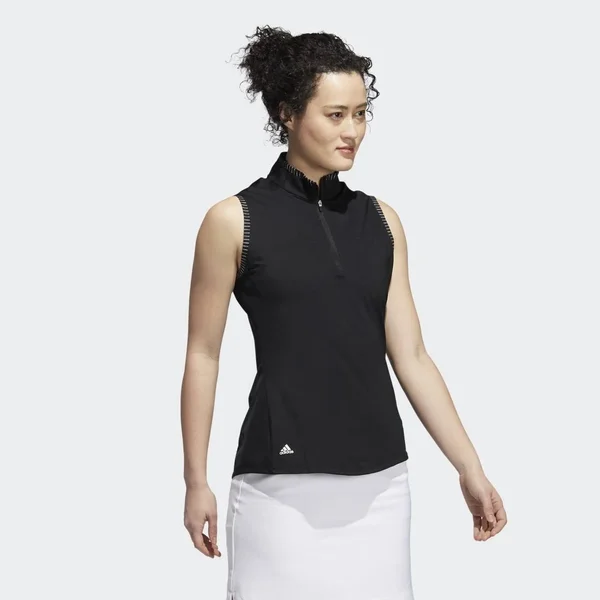 Adidas Women's Ultimate365 Spacedye Sleeveless Golf Polo, Large, Black