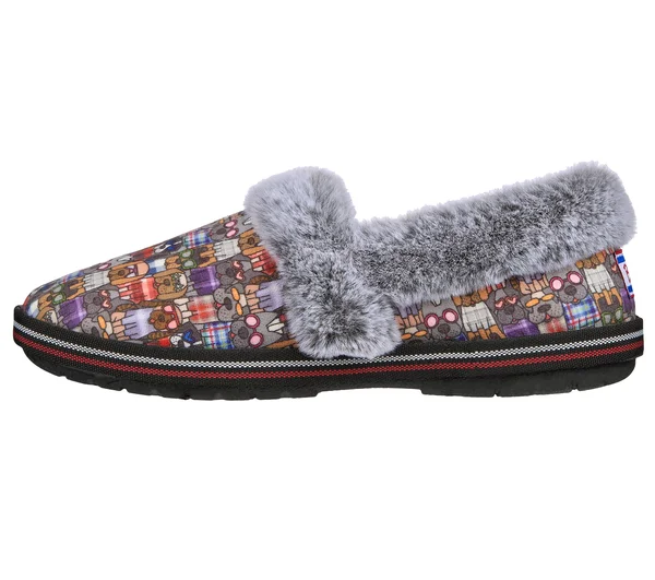 Skechers Bobs Too Cozy - Mad Plaid Slippers, Black/Multi, 8.0