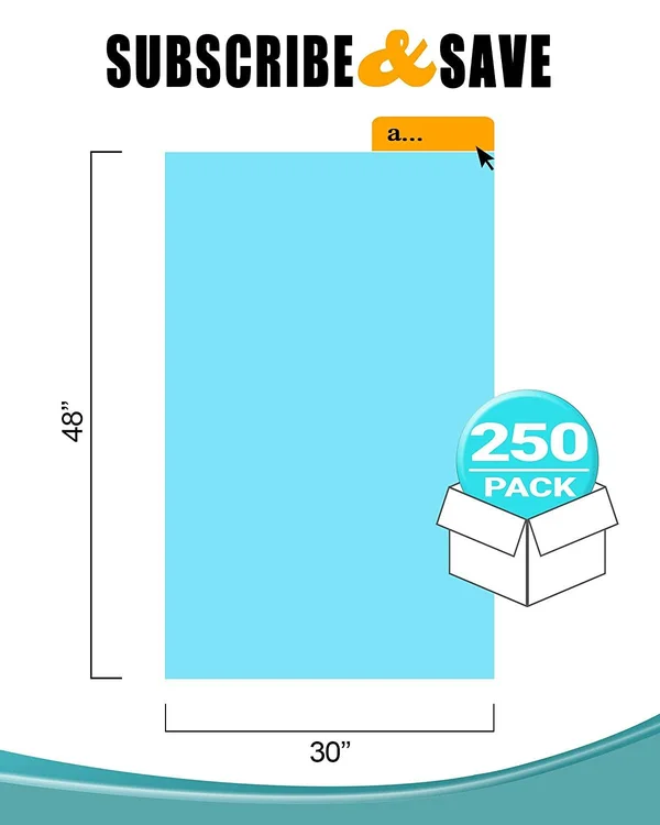 250 Pack Blue Poly Heavy Duty Trash Bags 30x22 x 48x22 75–100 lb