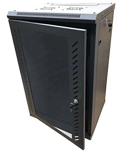 Kenuco 12U Wall Mount Rack Server Cabinet Data Network Enclosure 19-inch Server Network Rack with Locking Glass Door 16-Inches D
