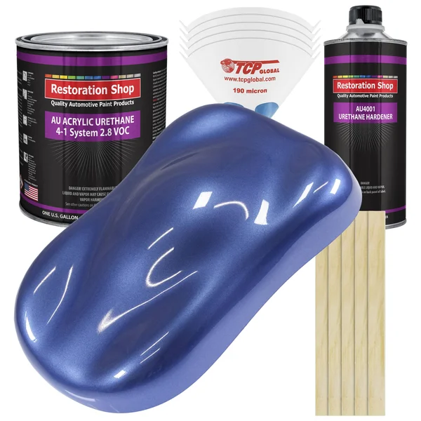 Cosmic Blue Pearl Acrylic Urethane Single Stage Car Auto Paint Complete Gallon Kit - Restoration Shop
