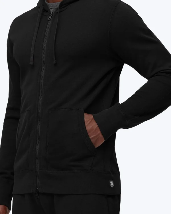 Reigning Champ Lightweight Terry Full Zip Hoodie - Black - L