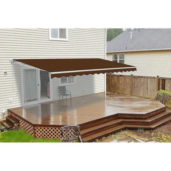 Aleko AWM12X10BROWN36 Retractable Motorized Patio Awning 12 x 10 Feet Brown