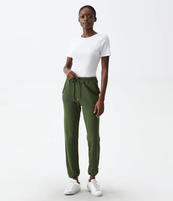 Women's Michael Stars Cozy Terry Sweatpants, Size Large - Green