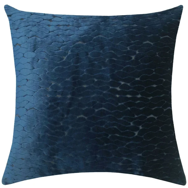 Rodeo Home Costella All Over Velvet Wave Design Decorative Oversized Pillow 23x22H x 23x22W - Navy