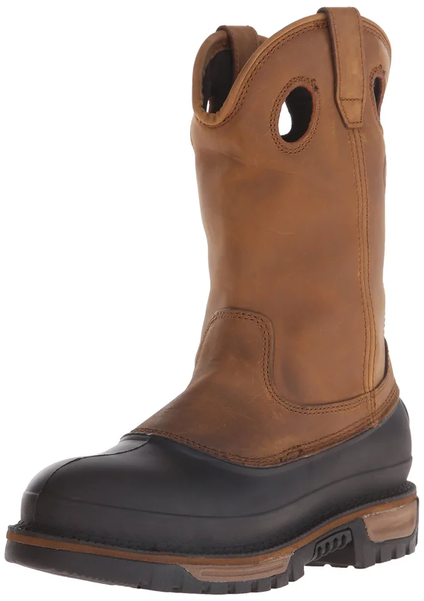 Men's Brown Georgia Boot Muddog Steel Toe Waterproof Wellington Size 9.5