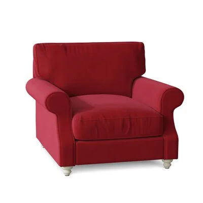 Huxley 39x22 Wide Down Cushion Armchair Birch Lane Body Fabric: Sustain Dursky Ivory - Leg Color: White