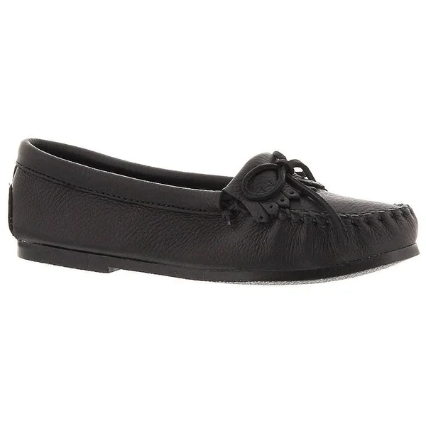 Minnetonka Women's Butter Kiltie Moccasin - 11 Black Slip on E2