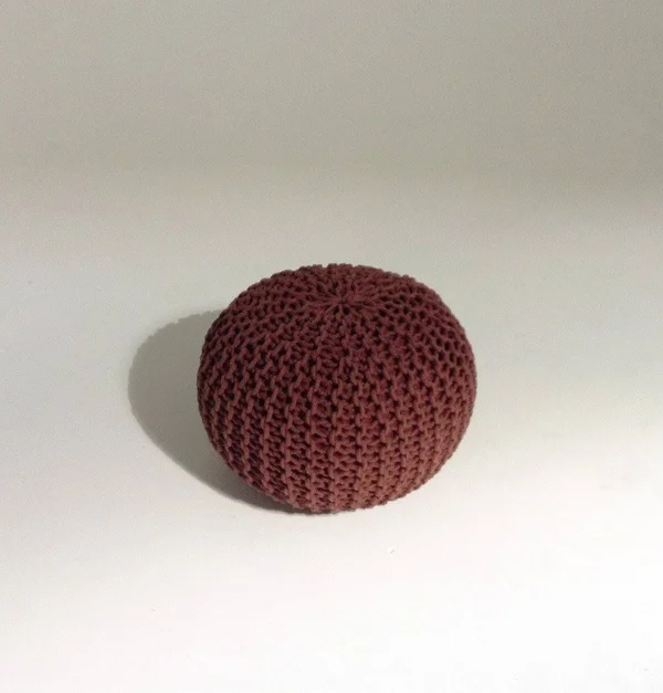 Gfurn Handmade Round Knitted Pouf - Marsala, 50x35cm