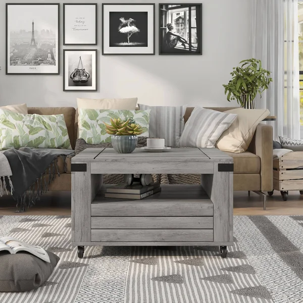 Furniture of America Kala Square Vintage Walnut Coffee Table