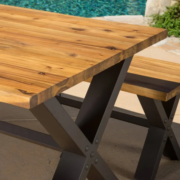 Irving Outdoor 3-Piece Acacia Wood Dining Set