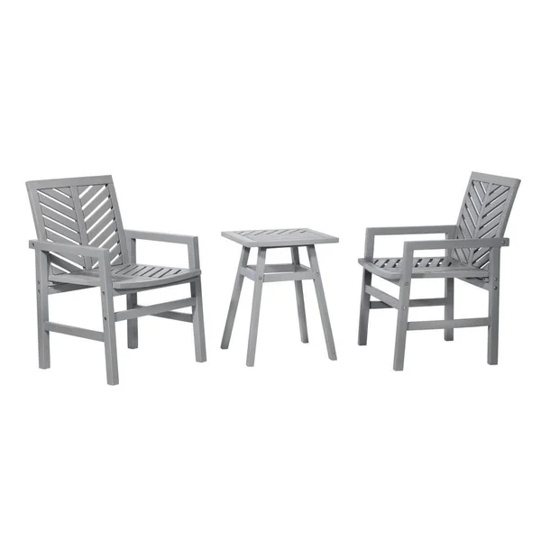 Walker Edison 3-Piece Wood Frame Patio Conversation Set - LWW3CGVINGW
