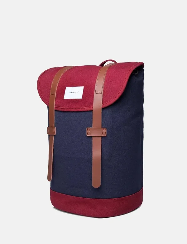 Sandqvist Stig Backpack - Multi Blue Burgundy